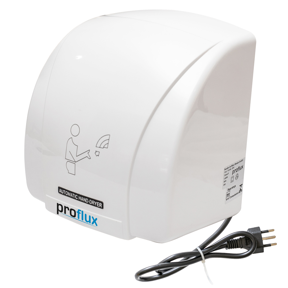 Secador de Mãos em Plástico ABS Branco 220V PROFLUX 51.336